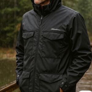 Eddie Bauer Men's Black Raincoat